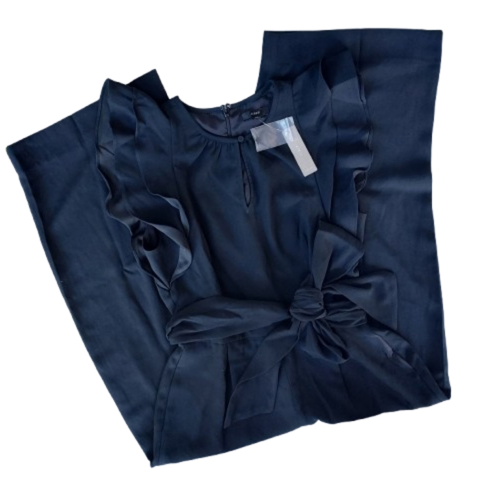 J. Crew Black One Piece Jumpsuit Size 6 NEW NWT Ruffle Flutter Sleeve - Picture 4 of 12